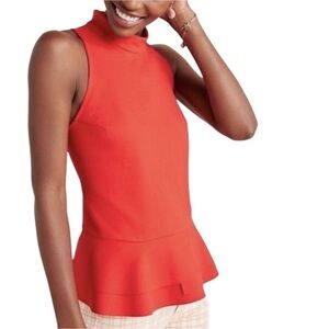 Anthropologie Red Peplum Sleeveless Top